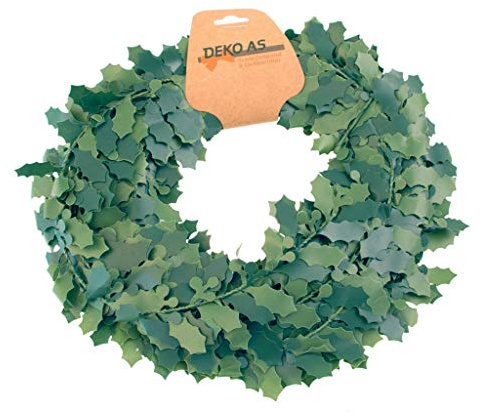 DEKO AS Girlande Ilex-Blätter - grün - ca. 3cm Ø- 7,5m lang - 1 Stück - 93225-1