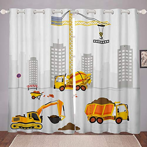 Tbrand Kinder Blickdichte Vorhänge Konstruktion Auto Druck Vorhänge Cartoon paw Patrol Fenstervorhang Dekorative Weiche Mikrofaser für Jungen Kinder 137x117cm
