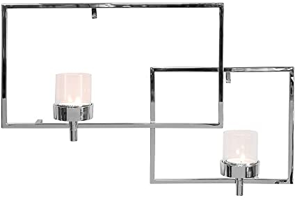 Fink Escala Kerzenleuchter Wanddeko m. Glas,2flm,vernickelt Länge 42, Höhe 28 143030