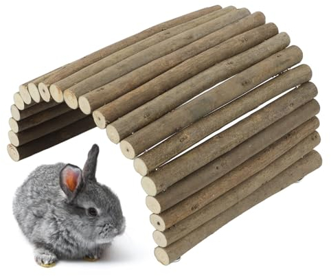 Agatige Hölzerne Hamsterbrücke, Tier Bendy Brücke Tunnel Kaninchen-Holzleiter Chinchillas Käfigtunnel Kleintier Versteck Lebensraum für Meerschweinchen Kaninchen Chinchilla