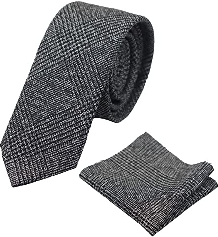 TruClothing.com Herren-Tweed-Krawatte mit Fischgrätenmuster Karo Klassisch Blau Braun Grau Schwarz