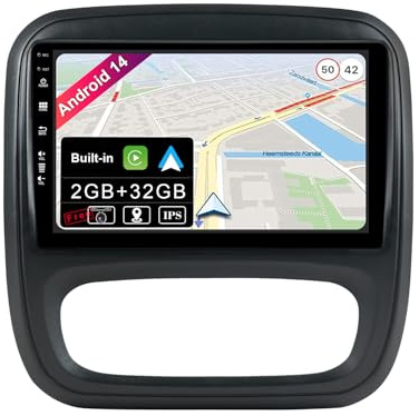 JOYX Android 12 IPS bilradio för Renault Trafic 3 och Opel Vivaro B – inbyggd CarPlay, gratis kamera, 2/32 G, 9 tum 2Din, DAB, SWC, WiFi