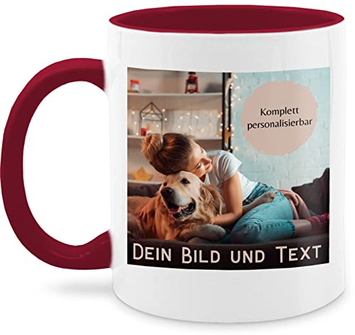 Tasse Tassen 325ml - eigenem - Foto Bild Geschenk I Dein Bild und Text - 325 ml - Bordeauxrot - fototasse customized mug with photo selbst drucken logo kaffeebecher bildtasse freundschaftstasse
