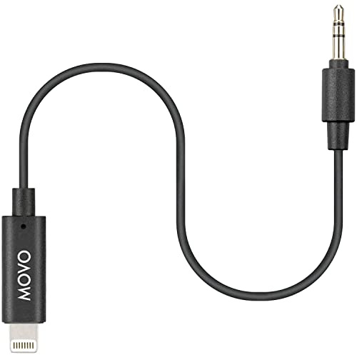 Movo IMA-4 3.5mm Male TRS to Lightning iPhone Adapter Dongle - Apple Microphone Adapter for iPhone - iPhone Aux Adapter for Mics - 3.5mm TRS Male Audio Cable to Lightning - Connects VXR10 to iPhone