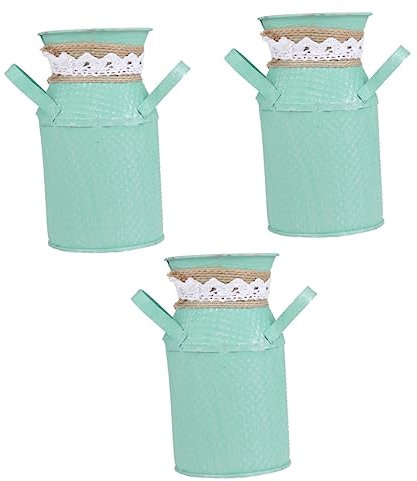 YARNOW 3 Pièces Pots De Plantes Succulentes Grand Pot à Lait en Métal Vase à Fleurs Champêtre Pot De Fleur Ancien Bidon De Lait en Métal Vase à Fleurs Minable Le Fer Français Réceptacle