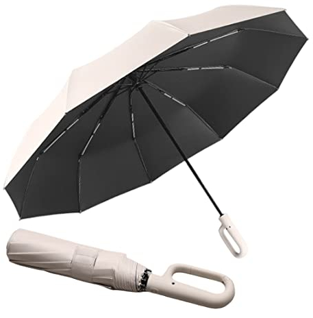 Taschenschirm Sturmfest bis 140 km Windproof,Beschichtung Gegen Feuchtigkeitsschäden,Freien UV Faltender Sonnenschutz Regenschirm mit Schirmtasche/Ergonomischer Griff Automatik,Herren und Damen
