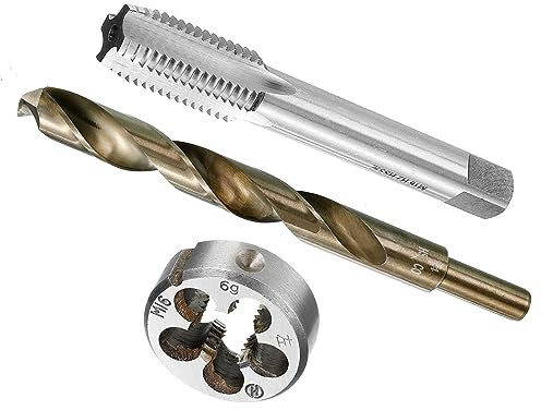 CoCud Metrisches Gewindebohrer und Matrize und Bohrer Bit Set M16 x 2 Matrize Gewinde 14mm Bohrer Durchmesser Linke Hand Maschinenschraube Werkzeug - (für Gewindeschneiden Reparatur)
