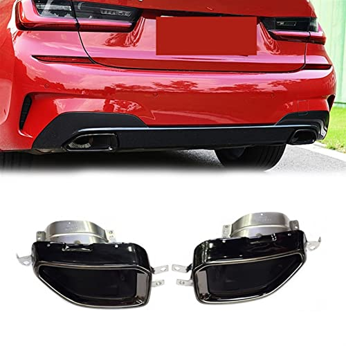 WEHOMY 1 Paar Auto Auspuff Endrohr 304 Edelstahl Quadrat Schalldämpfer Endrohr Für BMW G20 G21 320i 330i M340i 2019 2020 Auspuffblenden (Color : Schwarz)
