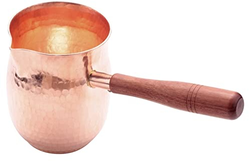 TEmkin Kaffeekanne, 450 ml, reines Kupfer, handgefertigtes Kaffee-Tee-Set, türkische, griechische, arabische Kaffeekanne mit Holzgriff, Kaffeemaschine für Barista