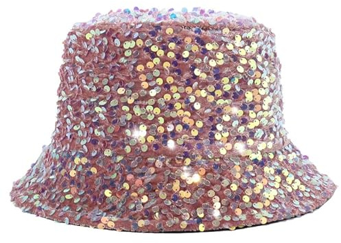 Mawjom Modischer Damenhut – Glitzer-Winter-Bowler-Derby-Hut mit Pailletten, Größe: S-M, Pink, M/L