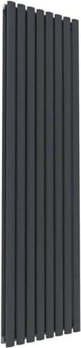 Greened House Anthracite Oval Tube Radiator 1800 x 480 Double Column | Vertical, Tall, Central Heating, Panel Radiator