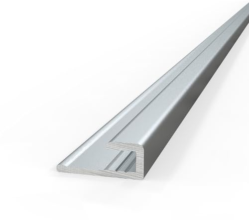 AUPROTEC Aluminium Profile End Profile Silver Anodised 100 cm End Profile Aluminium Back Panel Connection Profile for 3 mm Shower Back Walls Wall Cladding Profile Strips for Kitchen Back Wall