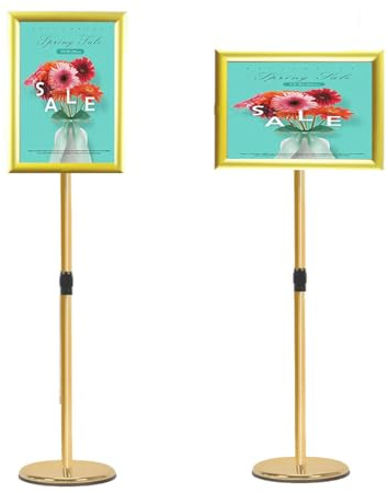 Schilderständer A4 Ständer Menüständer Schilderhalter Acryl T-Displayhalter Posterständer A4 Acryl Schilderhalter Menüdisplayständer Schilder Ladenschildhalter a3 Gold