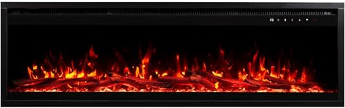 AFLAMO Majestic Pro- Chimenea eléctrica de Pared/empotrable, tecnología LED, Efecto de Llama Realista, función calefacción. (127x45x13)