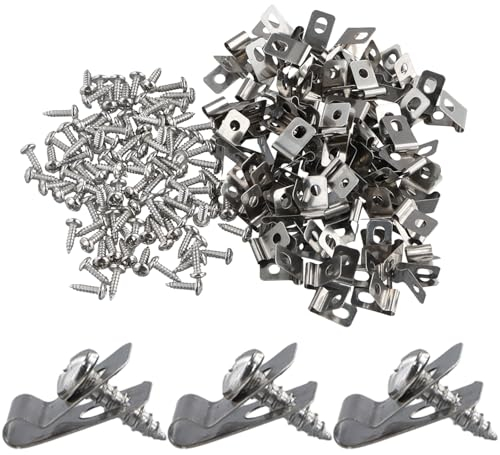 100 Piezas Clips de Cerca de Alambre, Abrazaderas de Cable de Metal, Clips de Alambre de Acero Inoxidable con Tornillos, Clips de Montaje de Valla Agrícola