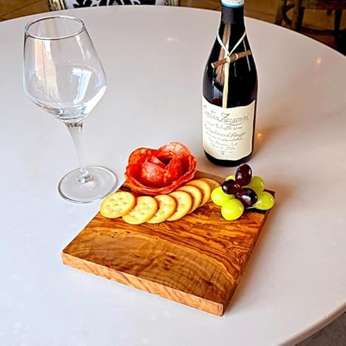 Premium Square Olive Wood Chopping Board – Durable Cutting Surface for Meat, Vegetables, and Cheese – Handcrafted, Eco-Friendly Olive Wood, Available in 3 Sizes, Ideal for Kitchen or Serving (15 cm)
