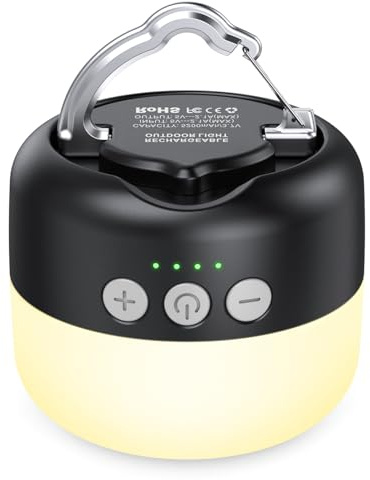 Campinglampe, LED Camping Laterne USB Aufladbar mit 5200 mAh | 4 Helligkeiten Leuchtmodi & Stufenlos Dimmbar & Eingebauter Starker Magnet Campingleuchte für Wandern, Notfall