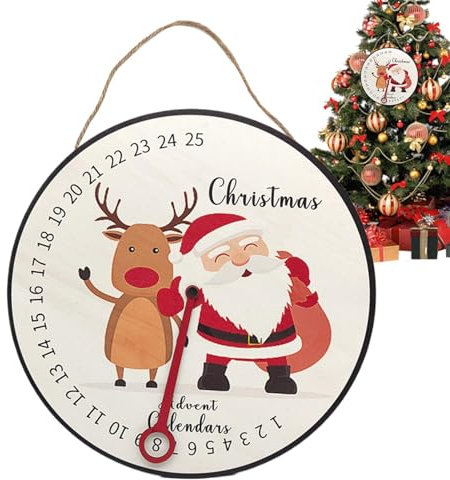 Dgayaeic Letrero de calendario de cuenta regresiva de Adviento, adorno de cuenta regresiva, calendario de madera, reloj de cuenta regresiva, decoración de montaje de granja de temporada para sala de