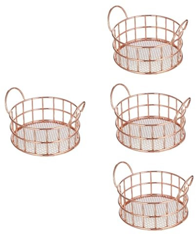 Ciieeo 4pcs Storage Basket Round Metal Wire Home Organizing Snack Fruit Candy Box