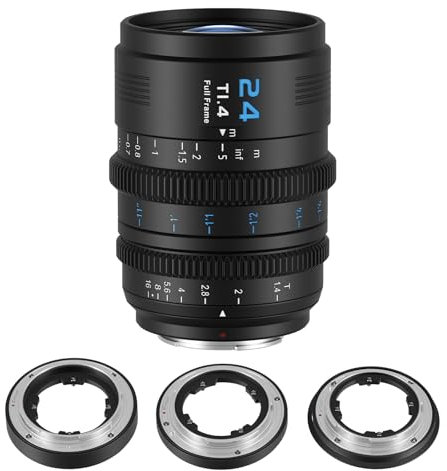 SIRUI VP-1 Vision Prime 1 T1.4 Full Frame Cine Lens, 24mm Manual Focus Cinema Lens with Pre-Installed E Mount, Interchangeable RF/Z/L Mounts, 1 Lens for 4 Mounts (Black, E/RF/Z/L Mounts)