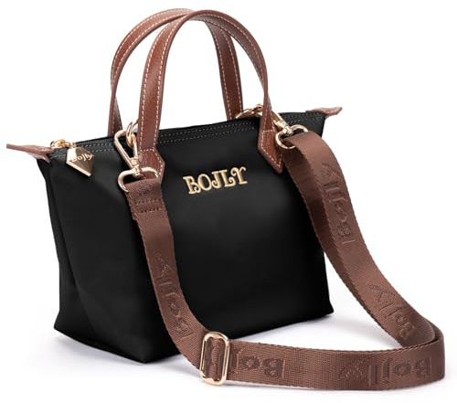 BOJLY Damaxelväska | vattenavvisande crossbodyväska med justerbar rem | lätt och avslappnad axelväska för vardagen | modern design svart, svart, Mittelgroße