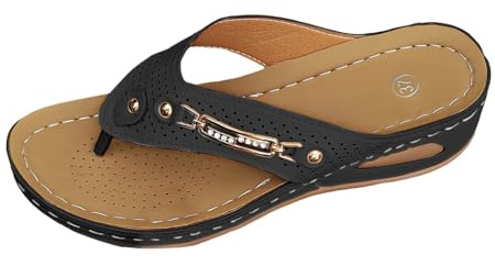 Pantoufles orthopédiques pour homme et femme - Sandales vertes pour femme - Tongs marron lilas pour femme - Soutien du pied - Tongs compensées pour femme, Noir , 37.5 EU