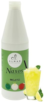 Almar - Sciroppo Superconcentrato per Granita, Gusto Mojito, Da Usare Con Base Granita Naxos, Pronto in Pochi Secondi, Ideale per Bar, Chioschi e Uso Domestico, Senza Conservanti, Bottiglia da 1kg