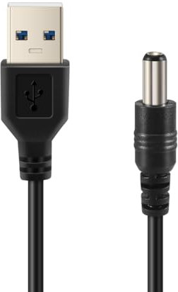 Sankaka Cavo USB 5,5 mm/2,1 mm 5 V DC Barrel Jack Power (nero, 75 cm)