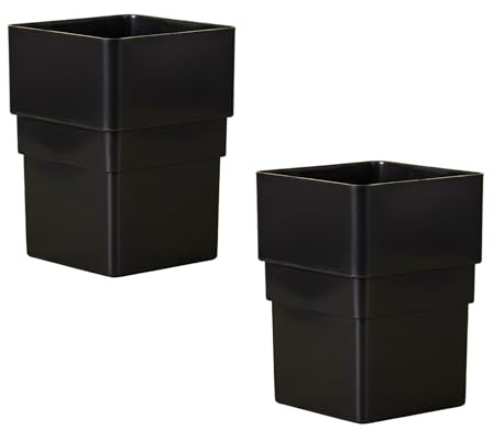 SHMOX 65mm Square Downpipe Connector for Square Guttering – Durable Pipe Socket (Black, Pack of 2)