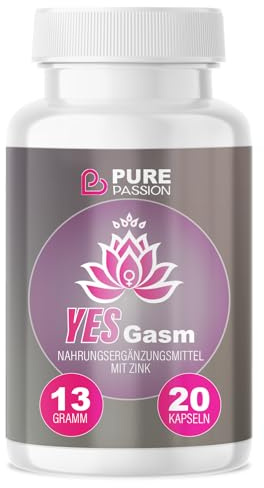 Pure Passion® YesGasm – Sofortwirkung - Natürliche Unterstützung | für weibliche Sinnlichkeit und Zufriedenheit – Für das Wohlbefinden der Frau - Spezielle Formel mit Maca - 20 Kapseln