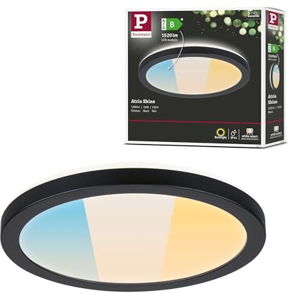 Paulmann 71271 LED Panel Atria Shine IP44 rund 190mm 7,6W 1100lm 3000-6500K Schwarz