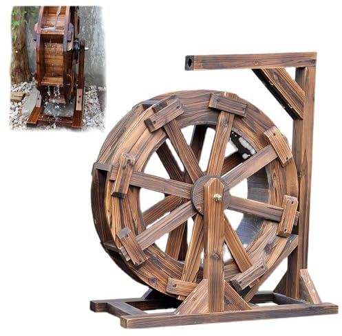 Pompa a fontana in legno per laghetto da giardino, autoportante, decorazione a cascata, migliora l'estetica esterna