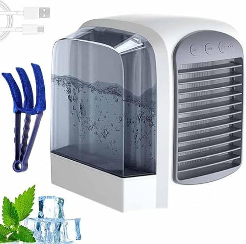Breeze Box Air Conditioner, 4-in-1 Portable Low Noise Ac with Dynamic Ice Mist Technology Fast Cooling Desktop Cooling Fan 3 Speeds Tank Office Home Travel 380ml (gray)