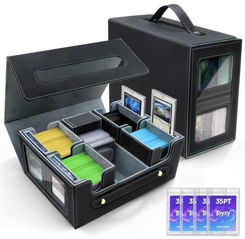 6 en 1 Commander Caja Cartas, deck box con expositor Commander para MTG | caja cartas coleccionables con bandeja dados para Magic The Gathering (MTG), para 600 cartas con fundas de doble cara