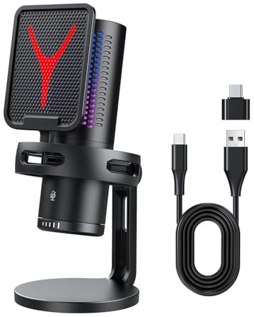 flexman USB Gaming Mikrofon mit Rauschunterdrückung, Stecker und Spielen von RGB Condenser PC MIC für Streaming bestellungen Podcast Laptop Phone Tablet