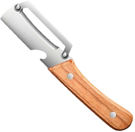 Multi-Functional Vegetable Peeler with Ultra Sharp Stainless Steel Blade and Bottle Opener, Ergonomic Non-Slip Wooden Handle, Versatile Fruit and Potato Peeler, For Home and Cooking Enthusiasts (1)