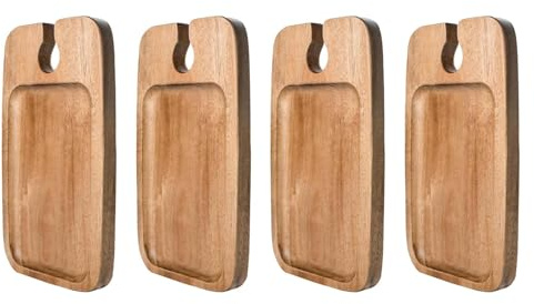 KiBcsLic 2-piece Wine Appetizer Platter with Wine Glass Holder, Wooden Serving Tray, Snack Board, Charcuterie Board, Cheese Board, Dessert Plate for Party Serv, 4 Piece