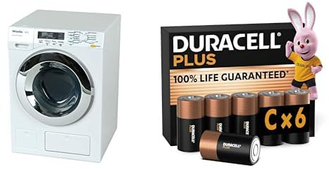 Theo Klein Miele Washing Machine, 4 programs/sound, 3+ years, & Duracell Plus C 6 pack