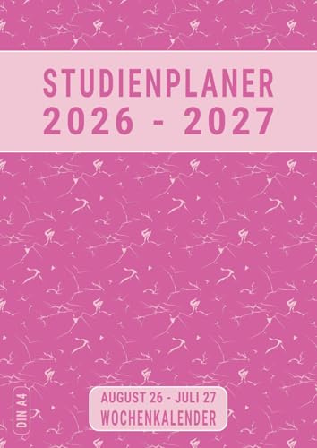 Studienplaner 2026/27 A4: Rosa , Deutsch , Hausaufgabenheft 2026/2027 Gymnasium Hauptschule Realschule mit Datum , August bis Juli , Mädchen