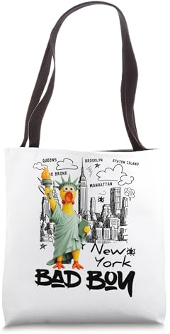 New York City Yellow Rubbe Duck Toy with Statue of Liberty Tote Bag