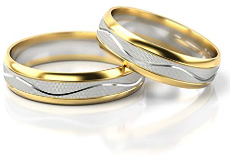 JC Gold Trauringe - Gelbgold Weißgold Eheringe Bicolor inklusive Gravur im Paarpreis PL234 (8 Karat (333) Bicolor)