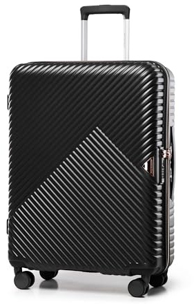 WITTCHEN GL Style Line | Reisekoffer Rollkoffer Trolley Mittlerer Koffer Handgepäck Hartschale aus Polycarbonat mit 4 Zwilling-Rollen Zahlenschloss Teleskopgriff GL Style Größe M Schwarz