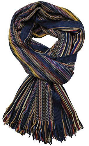 Rotfuchs Sciarpa di lana XXL sciarpa a maglia sciarpa da donna sciarpa invernale sciarpa da uomo strisce blu giallo 180 x 45 cm Made in Germany