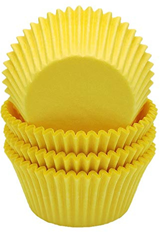 Mombake Premium gelbe fettdichte Cupcake-Förmchen, Muffin-Papier-Backförmchen, Standardgröße, 100 Stück