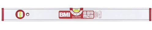 BMI Alu-Profil Wasserwaage ALUSTAR mit Magnet (40 cm lang, kantenlose Horizontal-Libelle mit Lupen-Effekt, hohe Messgenauigkeit 0,5 mm/m, mit Gummiendkappen) 694040EM