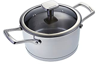 Moneta Accordo Casseruola 2 manici 18 cm con coperchio, in Acciaio Inossidabile per ogni piano cottura