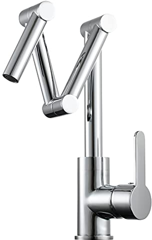 Tecmolog Küchenarmatur Vorfenstermontage Messing 360°Drehbar Mischbatterien für Küche, Chrom, BC1231