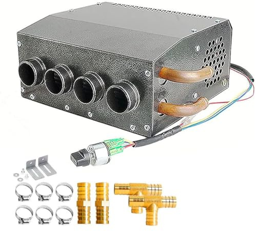 Evargc 12V Compact Design Hydronic Heater Assembly Mountable Switch 4 Front Vents 3-Speed Fan 80 CFM Airflow 8500 BTU of Heat for Car Truck Boat RV UTV