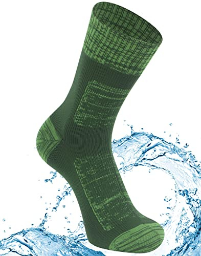 Agdkuvfhd Waterproof Socks, Mens Breathable Crew Neoprene Outdoor Fishing Kayaking Climbing Hunting Hiking Skiing Wader Water Sport Boot Socks 1 Pair Gift(Green, Large)