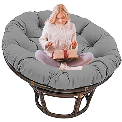 SRHWBF Papasan Sitzkissen Papasan Stuhlkissen Papasansessel Kissen mit Krawatten für Garten Camping extra großes bequemes Sitzkissen (NUR Kissen) (Gray Ø105cm/41.3 in)